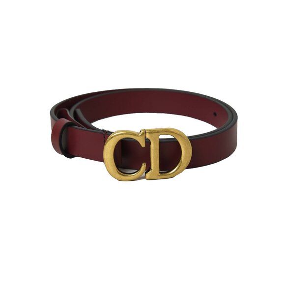 Dior CD Leather Belt Gold Buckle Red - Picture 1 of 1